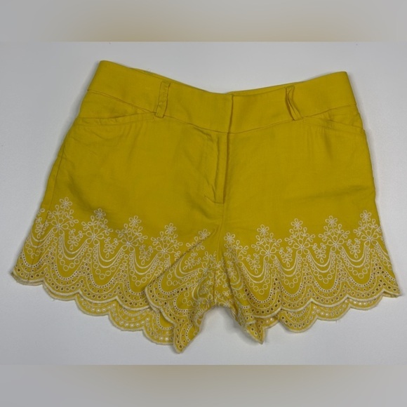 LOFT Pants - LOFT Linen Blend Riviera Lace Trim Bermuda Shorts Size 4